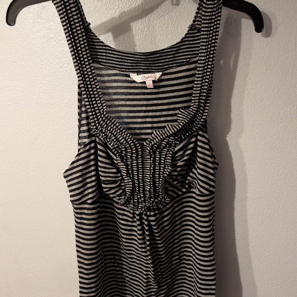 Candie's Black and White Striped Tank Top